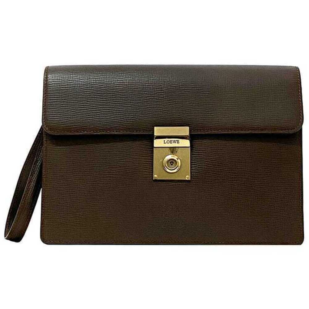 Loewe Shoulder Bag Brown Clutch Leather Flap Strap Key Holder Retro Work